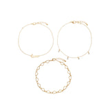 No Boundaries Gold-Tone Love Motif Anklet Set, 3-Piece