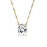 JeenMata Beautiful 1 Carat Round Cut Real Moissanite Solitaire Pendant Necklace in 18k Yellow Gold Over Silver