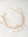 No Boundaries Gold-Tone Love Motif Anklet Set, 3-Piece