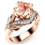 Designice Vintage Diamond 18K Rose Gold Ring Gemstone Ring for Women pure topaz Jewelry Gemstone