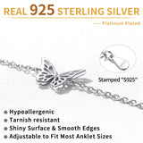 ChicSilver Butterfly Anklet for Women Girls S925 Sterling Silver Anklet Bracelet Charming Dainty Foot Jewelry for Summer Beach Party