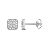 Everly Women's 1/10 Carat T.W. Diamond Sterling Silver Cluster Square Halo Stud Earrings