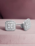 Everly Women's 1/10 Carat T.W. Diamond Sterling Silver Cluster Square Halo Stud Earrings