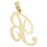 10K Solid Real Yellow Gold Personalized Cursive B Initial Pendant Necklace, Available in Different Letters Charm with Diamond Cut Gifts for Her