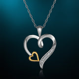 NATALIA DRAKE 10K Yellow Gold and Silver Diamond Heart Necklace for Women (Color HI / Clarity I2)