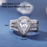 Newshe Wedding Bridal Band Ring Enhancer Engagement Ring Set for Women 925 Sterling Silver 3Ct Pear White Gold 5A Cz Size 7