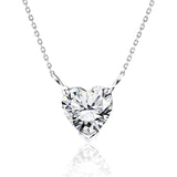 JeenMata Gorgeous 1 Carat Heart Cut Moissanite Pendant Necklace in 18K White Gold Plating over Silver