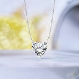 JeenMata Gorgeous 1 Carat Heart Cut Moissanite Pendant Necklace in 18K White Gold Plating over Silver