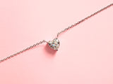 JeenMata Gorgeous 1 Carat Heart Cut Moissanite Pendant Necklace in 18K White Gold Plating over Silver