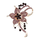 Flower Crystal Brooches Pins Fashion Beautiful Created Dark Red Rhinestone Floral Brooch Good Idea for Party Dance Wedding Banquet for Elegant Women Girl