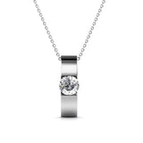 Cate & Chloe Nailea 18k White Gold Pendant Necklace with Round-Cut Crystal, Special Occasion Jewelry, Wedding Anniversary Birthday Gift