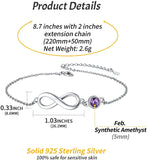 ChicSilver Infinity Love Anklet for Women Girls, with Birthstone Foot Chain, Hypoallergenic 925 Sterling Silver Ankle Bracelet Summer Vacation Beach Jewelry