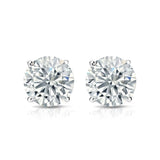 JeenMata 4 Prong 2 Carat Round Shaped Moissanite Solitaire Stud Earrings In 18K White Gold Plating Over Silver