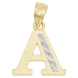 10k Real Solid Gold Two Tone A Initial Pendant with Diamond Cut Finish, Available in Different Letters Personalized Letter Jewelry Gifts for Her