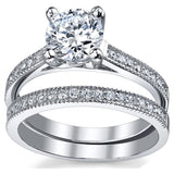 Metal Masters Women's 1.25 Ct Wedding Engagement Ring Set Sterling Silver 925 Round Cubic Zirconia