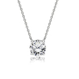 JeenMata 1 Carat Round Cut Moissanite Solitaire Pendant Necklace in 18k White Gold over Silver, Female, Adult