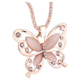 XZNGL Fashion Women Rose Gold Opal Butterfly Charm Pendant Long Chain Necklace Jewelry Mothers Day Gifts On Clearance